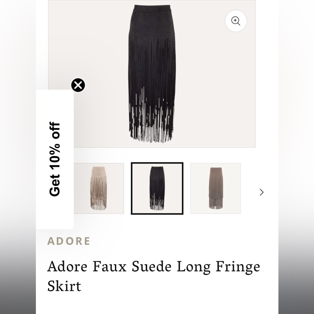 Adore Faux suede Long Fringe Skirt